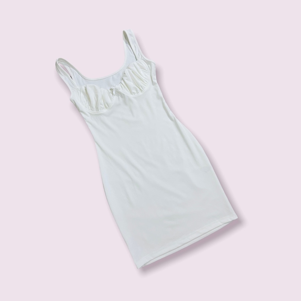 Low Chest Bodycon Mini Dress in White